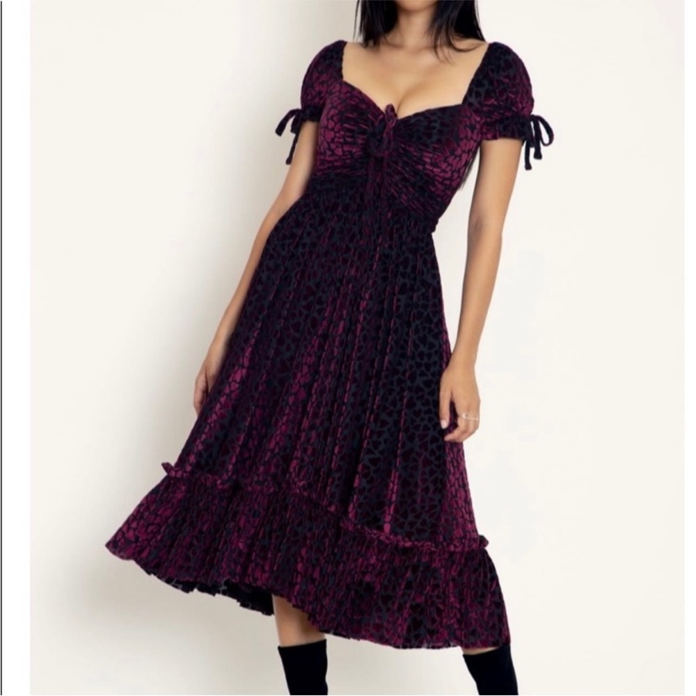 Blackmilk Burned Velvet Hearts Tea Party Dress
